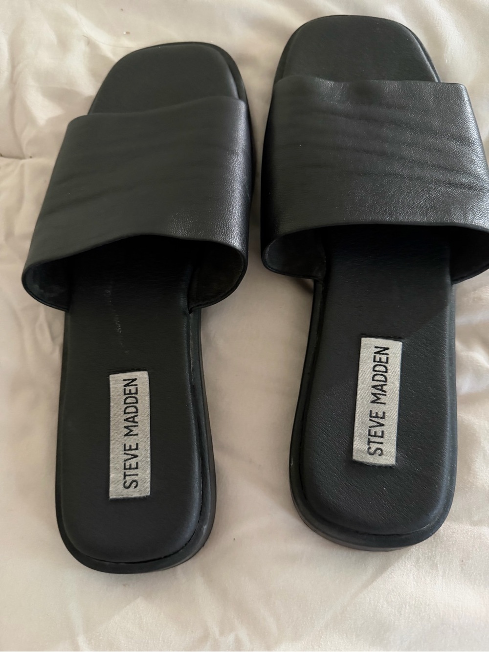 Steve Madden Black Padded Slide Sandals
